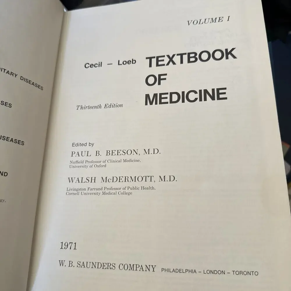 Textbook of Medicine Cecil Loeb 1971 13th Edition Hardcover Beeson and McDermott